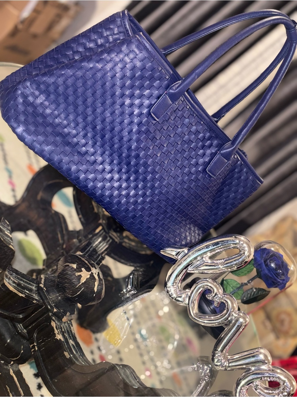 Lulu Dharma Blue Woven Vegan Leather Tote — Oprah’s Favorite Things! (Handwoven)